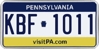 PA license plate KBF1011