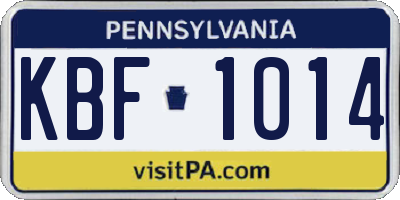 PA license plate KBF1014