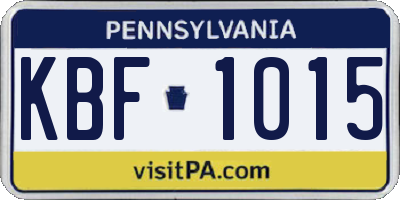 PA license plate KBF1015