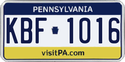 PA license plate KBF1016