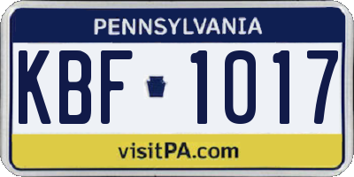 PA license plate KBF1017