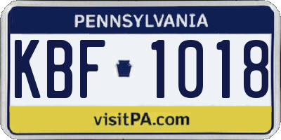 PA license plate KBF1018