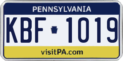PA license plate KBF1019