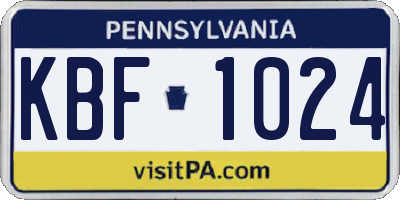 PA license plate KBF1024