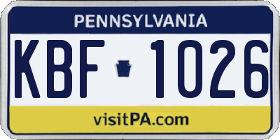 PA license plate KBF1026