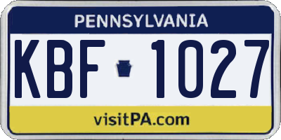 PA license plate KBF1027