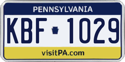 PA license plate KBF1029