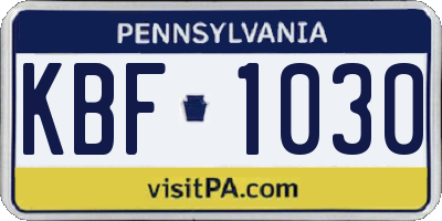 PA license plate KBF1030
