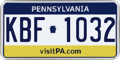 PA license plate KBF1032