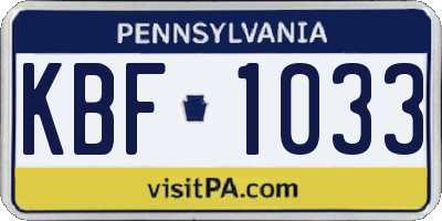 PA license plate KBF1033