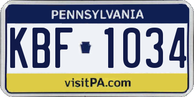 PA license plate KBF1034
