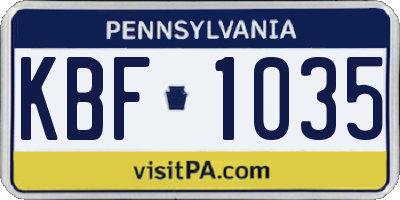 PA license plate KBF1035