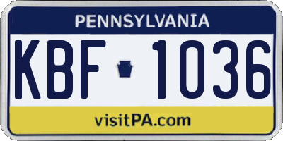 PA license plate KBF1036