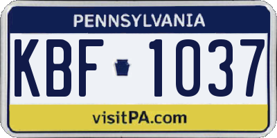 PA license plate KBF1037