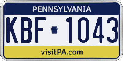 PA license plate KBF1043