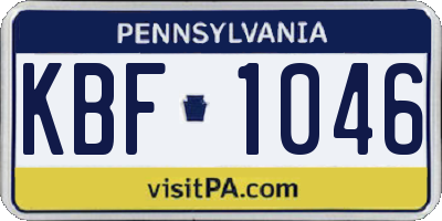 PA license plate KBF1046