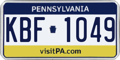 PA license plate KBF1049