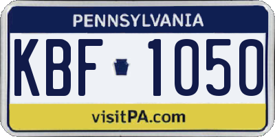 PA license plate KBF1050