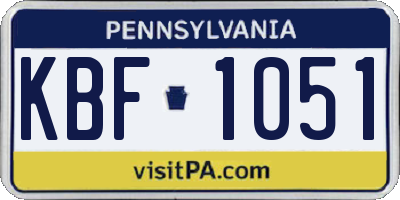 PA license plate KBF1051