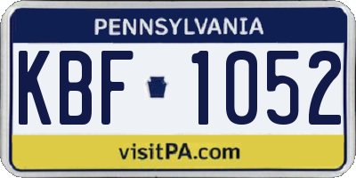 PA license plate KBF1052