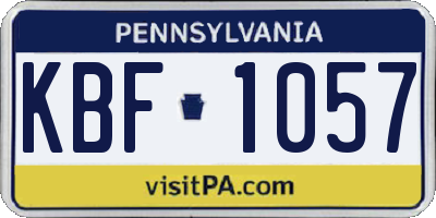 PA license plate KBF1057