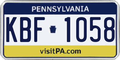 PA license plate KBF1058