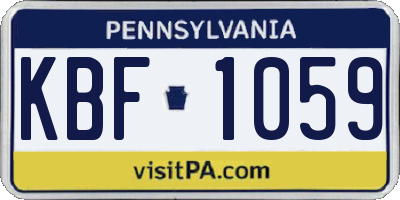 PA license plate KBF1059