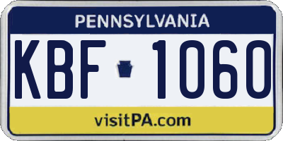 PA license plate KBF1060