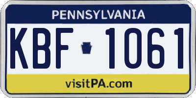 PA license plate KBF1061