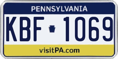 PA license plate KBF1069
