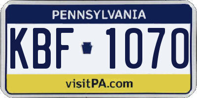 PA license plate KBF1070