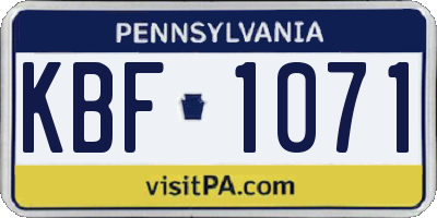 PA license plate KBF1071