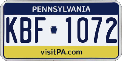 PA license plate KBF1072