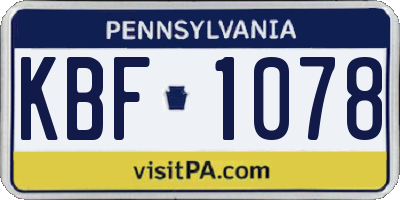 PA license plate KBF1078