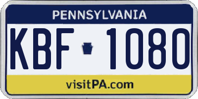 PA license plate KBF1080