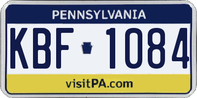 PA license plate KBF1084