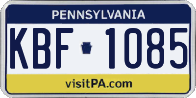 PA license plate KBF1085