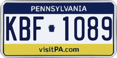 PA license plate KBF1089