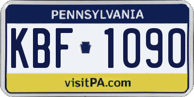 PA license plate KBF1090