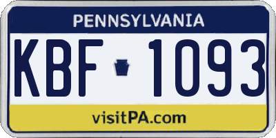 PA license plate KBF1093