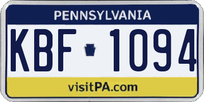 PA license plate KBF1094