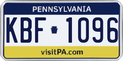 PA license plate KBF1096