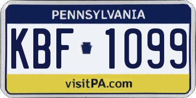 PA license plate KBF1099
