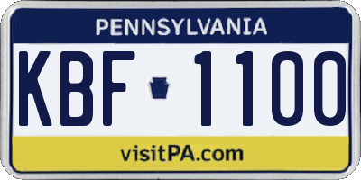 PA license plate KBF1100