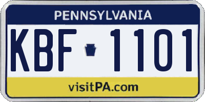 PA license plate KBF1101