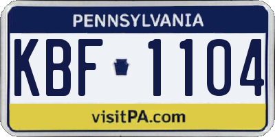 PA license plate KBF1104