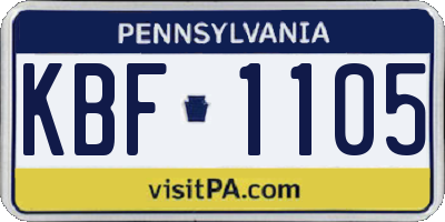 PA license plate KBF1105