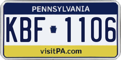 PA license plate KBF1106
