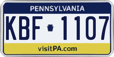 PA license plate KBF1107