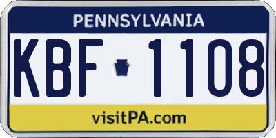PA license plate KBF1108